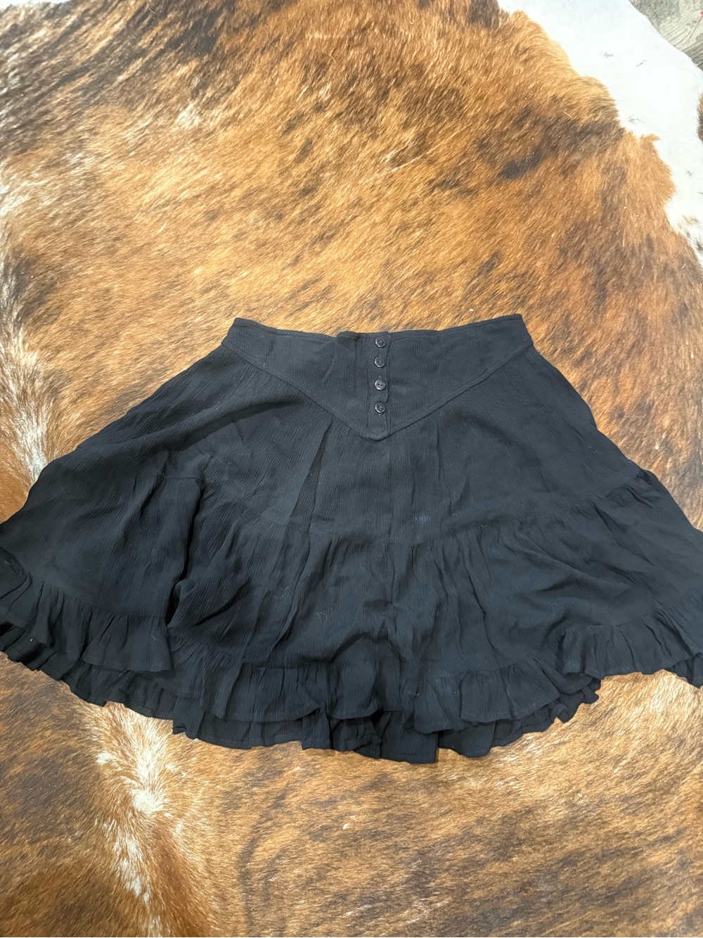 Patrons of Peace Black Ruffled Skater Skirt